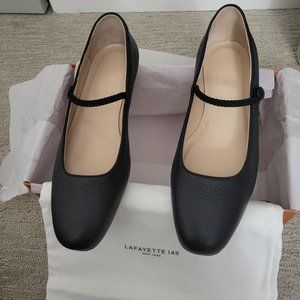 Lafayette 148 black grained calfskin leather ballet flat - New in Box - size 41